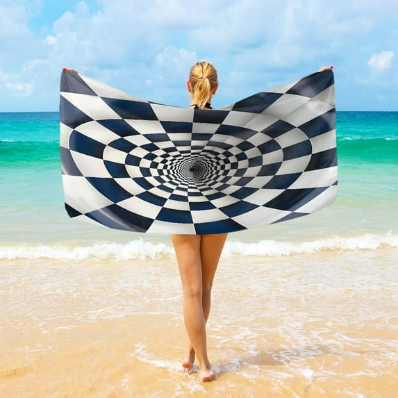 Ryvnso Falling Sensation Geometric Style Oversized Beach Towel Microfiber Bath Blankets Swimming Fitness 37" x 74"