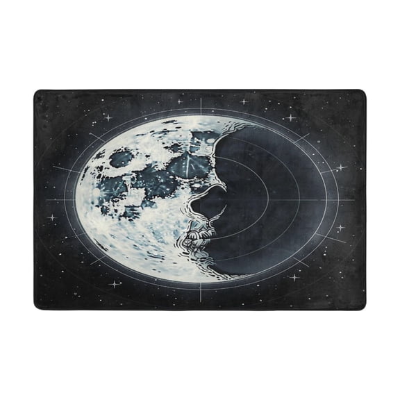 Ryvnso Fantastic Moon in Form Of Skull Area Floor Mats Large Nursery Rugs Non-Slip Carpets Doormat 36" x 24"