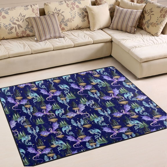 Ryvnso Fantasy Dragons Area Rug Floor Mats Non-Slip Home Carpet 80 x 58 inch