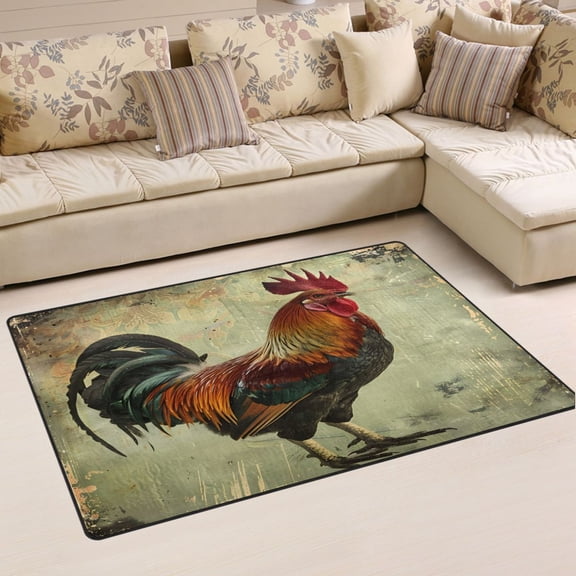 Ryvnso Farmhouse Rooster Area Floor Mat Non-Slip Carpet Soft Rugs Doormats 31" x 20"