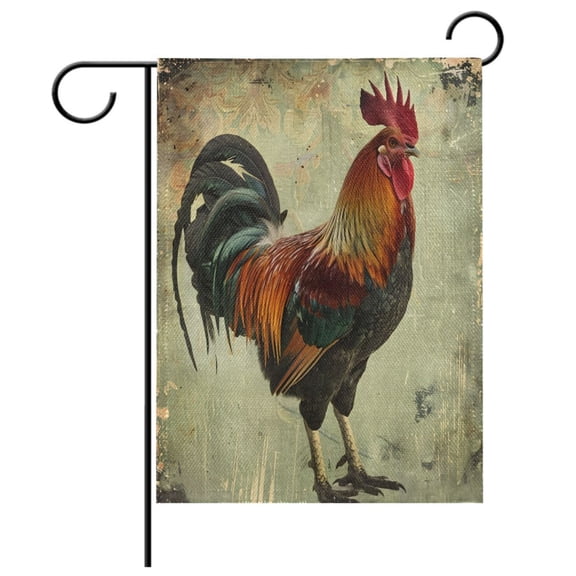 Ryvnso Farmhouse Rooster Pattern Garden Flag 12x18 Inch Double Sided Seasonal Yard Decoration