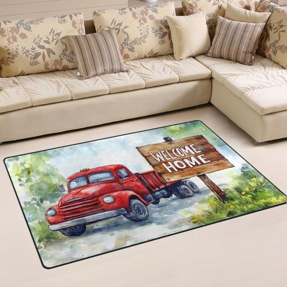 Ryvnso Farmhouse Truck Area Floor Mat Non-Slip Carpet Soft Rugs Doormats 31" x 20"
