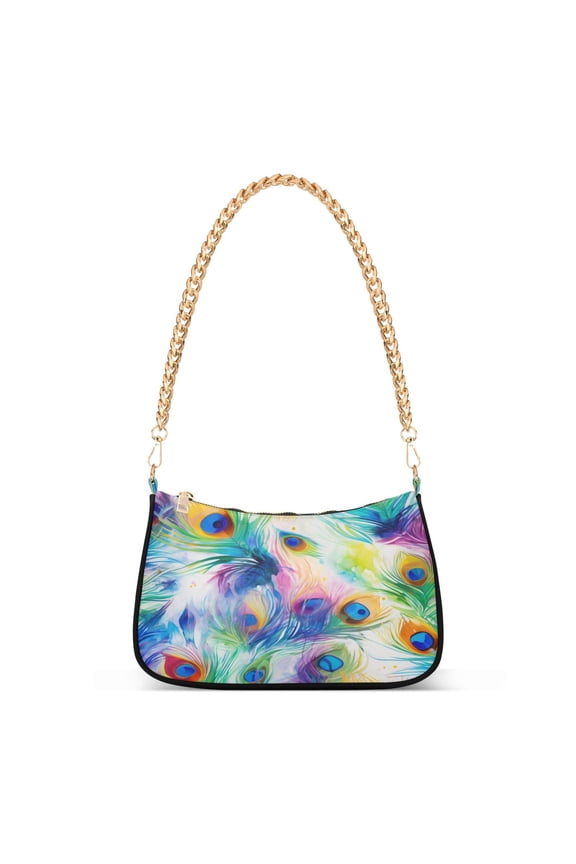 Feathers Womens Chain Shoulder Bag Tote Handbags Clutch Hobo Purse with Zipper for Travel