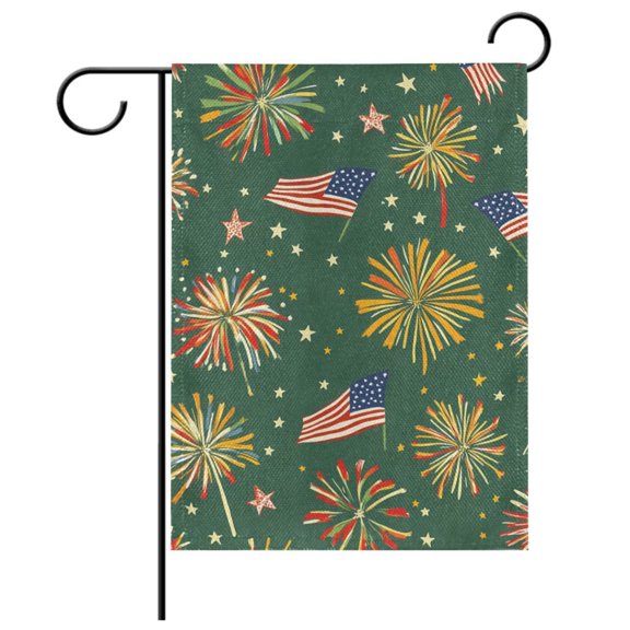 Ryvnso Fireworks Flags Green Garden Flag 12x18 Inch Double Sided Seasonal Yard Decoration
