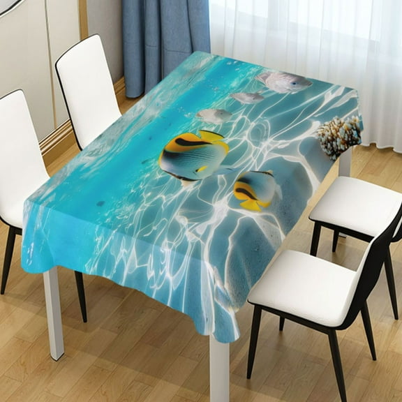 Ryvnso Fish Undersea View Rectangle Table Cloth Tablecover Dinning Tablecloth 54"x72"
