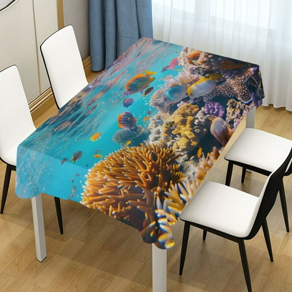 Ryvnso Fishes in Sea Rectangle Table Cloth Tablecover Dinning Tablecloth 54"x54"
