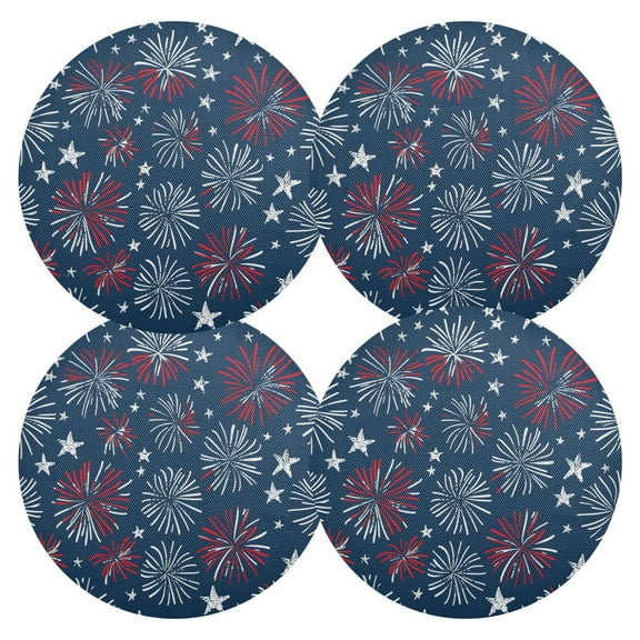 Ryvnso Flag Independence Day Round Plate Mats Dining Table Placemat Set of 4 for Holiday Decoration
