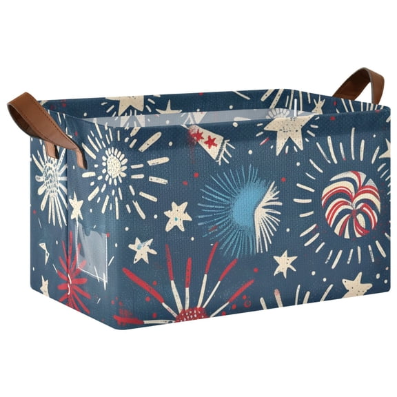 Ryvnso Flags Stars Storage Bins Large Basket Foldable Cube Toys Organizer with Handles 1 PC