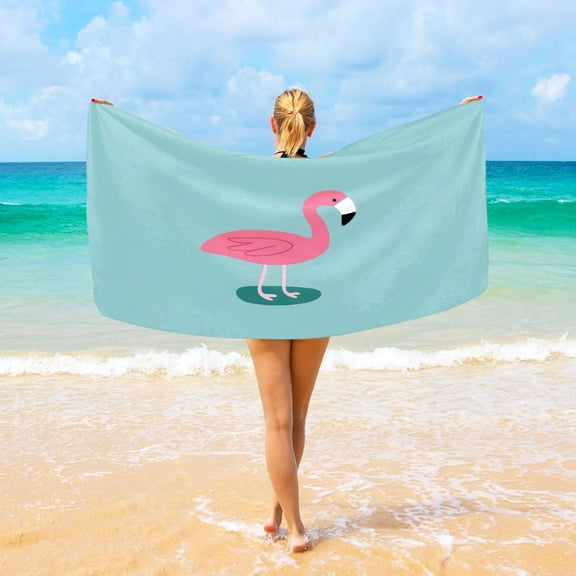 Ryvnso Flamingo Oversized Beach Towel Microfiber Bath Blankets Swimming Fitness 37" x 74"