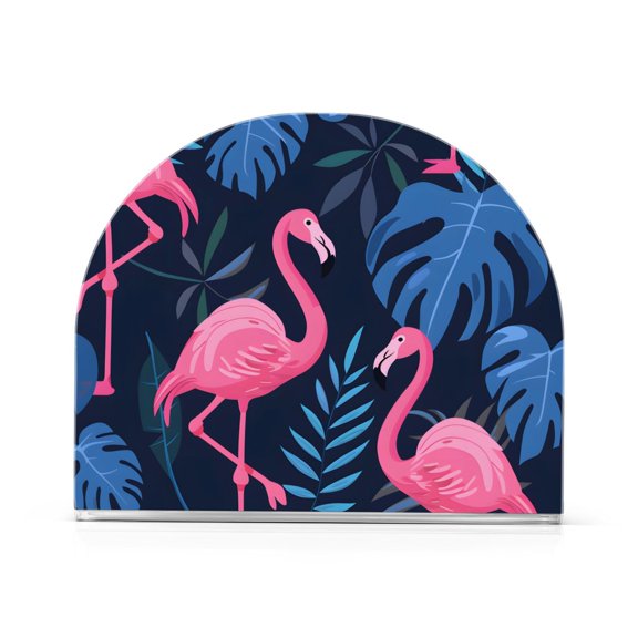 Ryvnso Flamingo Summer Palm Leaves Acrylic Napkin Holder Table Kitchen Paper Tissue Organization