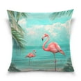 thumbnail image 1 of Ryvnso Flamingo Summer Tropical Palm Tree Throw Pillow Covers Couch Pillowcases Decor for Bed Sofa 16" x 16", 1 of 7