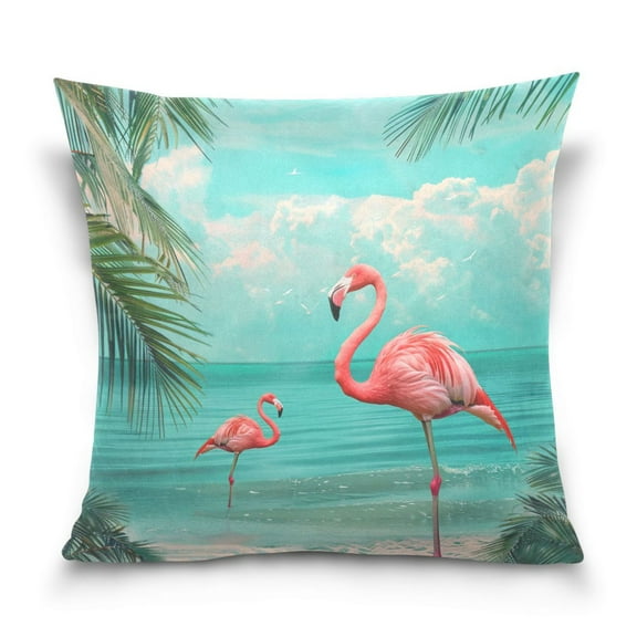 Ryvnso Flamingo Summer Tropical Palm Tree Throw Pillow Covers Couch Pillowcases Decor for Bed Sofa 16" x 16"