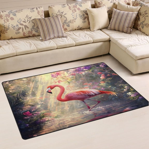 Ryvnso Flamingo View Area Floor Mat Non-Slip Carpet Soft Rugs Doormats 31" x 20"