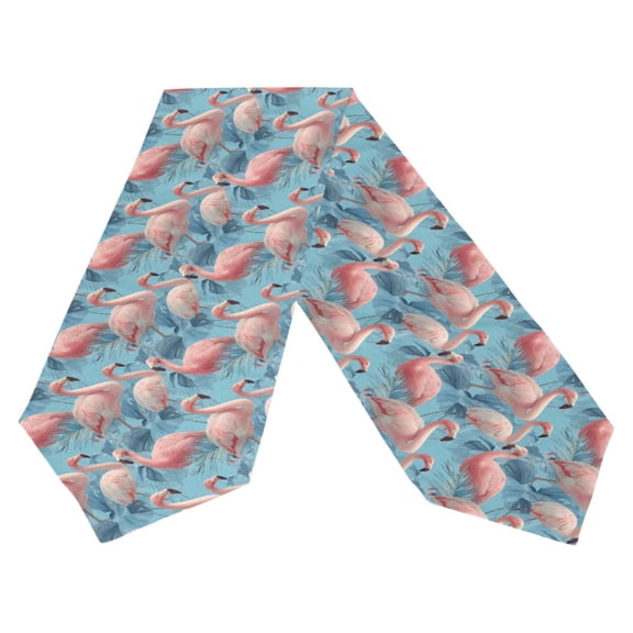 Ryvnso Flamingo on Blue Leave Table Runner Tablecloth Home Decoration 13 x 70 inches
