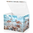 thumbnail image 1 of Ryvnso Flamingos Starfish Shells on Beach Large Lidded Foldable Storage Baskets Cubes Boxes Lids Bin for Home, 1 of 7