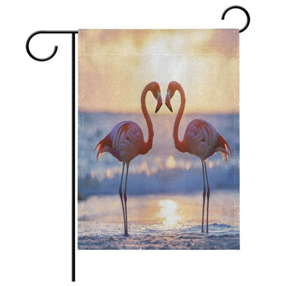 Ryvnso Flamingos in Sunset Garden Flag 12x18 Inch Double Sided Seasonal Yard Decoration
