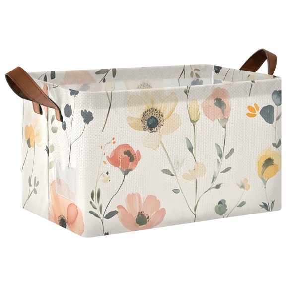 Ryvnso Floral Flower Storage Bins Large Basket Foldable Cube Toys Organizer with Handles 1 PC