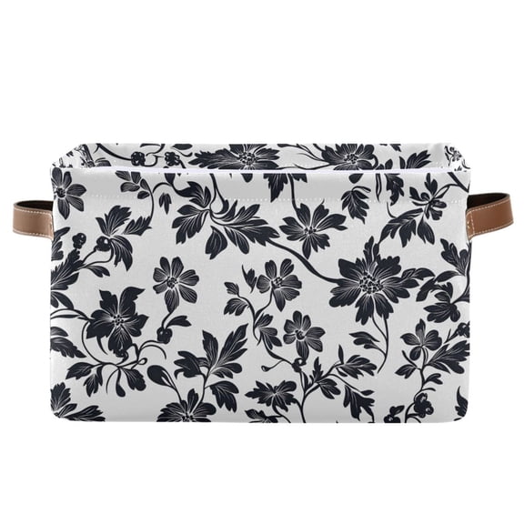 Ryvnso Floral Leaf Storage Basket Large Bin Foldable Boxes Toys Organizer 14.2x10.2x8.3in 1 PC