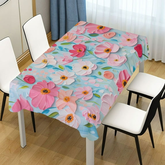 Ryvnso Floral Oil Paint Rectangle Table Cloth Tablecover Dinning Tablecloth 54"x72"