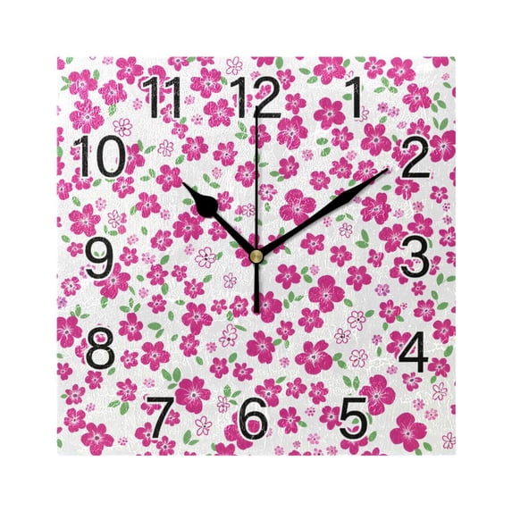 Ryvnso Floral Pattern Wall Clock Square Silent Non-Ticking Battery Operated 7.78"