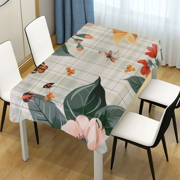 Ryvnso Flower Butterfly on Lattice Rectangle Table Cloth Tablecover Dinning Tablecloth 60"x60"