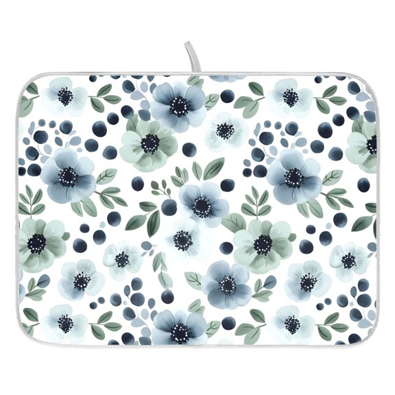 Ryvnso Flower Dish Drying Mat for Kitchen Countertop 16x18 Small Dish Pad Drainer Rack Dish Sink Mats