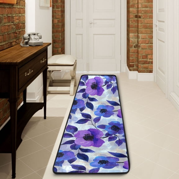 Ryvnso Flower Oil Paint Hallway Runner Rugs Floor Carpet Non Slip Entryway Mat 2' x 6'