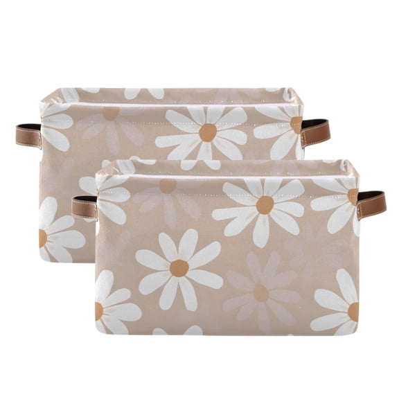 Ryvnso Flower Pattern Storage Basket Large Bin Foldable Boxes Toys Organizer 14.2x10.2x8.3in 2 PCs