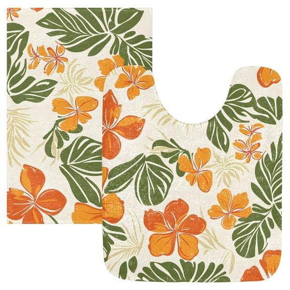 Ryvnso Flower Tropical Leaf Bathroom Shaggy Rugs Toilet Mat Soft Contour Rug