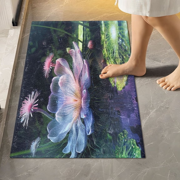 Ryvnso Flower on River Bathroom Shaggy Rugs Toilet Rectangle Mat Soft Contour Rug 24"x16"