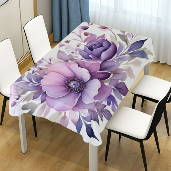 Ryvnso Flowers Purple Rectangle Table Cloth Tablecover Dinning Tablecloth 54"x72"
