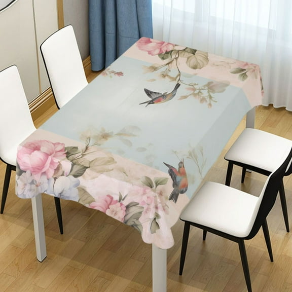 Ryvnso Flowers and Birds Rectangle Table Cloth Tablecover Dinning Tablecloth 54"x72"