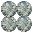 thumbnail image 1 of Ryvnso Flowers with Green Leaves Round Plate Mats Dining Table Placemat Set of 4 for Holiday Decoration, 1 of 7