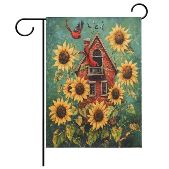 Ryvnso Flying Cardinal Sunflower Pattern Garden Flag 12x18 Inch Double Sided Seasonal Yard Decoration