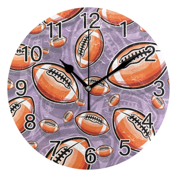 Ryvnso Football Balls Wall Clock Non Ticking Silent Kitchen Clock Battery Operated Clocks 10 inch