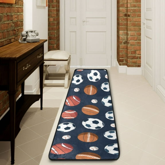 Ryvnso Football Baseball Hallway Runner Rugs Floor Carpet Non Slip Entryway Mat 2' x 6'