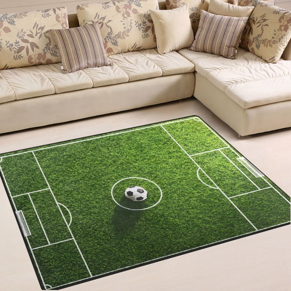 Ryvnso Football Green Field Area Rug Floor Mats Non-Slip Home Carpet 80 x 58 inch