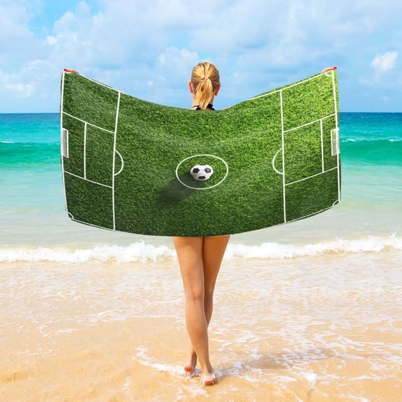 Ryvnso Football Green Field Beach Towel Quick Dry Swimming Yoga Beach Towels Large Sand Free Microfiber Towel 31"W x 71"L