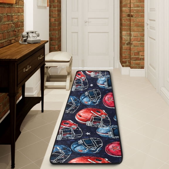 Ryvnso Football Helmet Hallway Runner Rugs Floor Carpet Non Slip Entryway Mat 2' x 6'