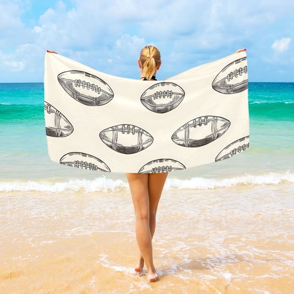 Ryvnso Football Retro Rugby Beach Towel Quick Dry Swimming Yoga Beach Towels Large Sand Free Microfiber Towel 31"W x 71"L