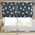 thumbnail image 1 of Ryvnso Football and Stars Curtains Sets Short Curtain Rod Pocket Half Window Cafe Farmhouse Tier 2 Panels 57"W x 24"L, 1 of 7