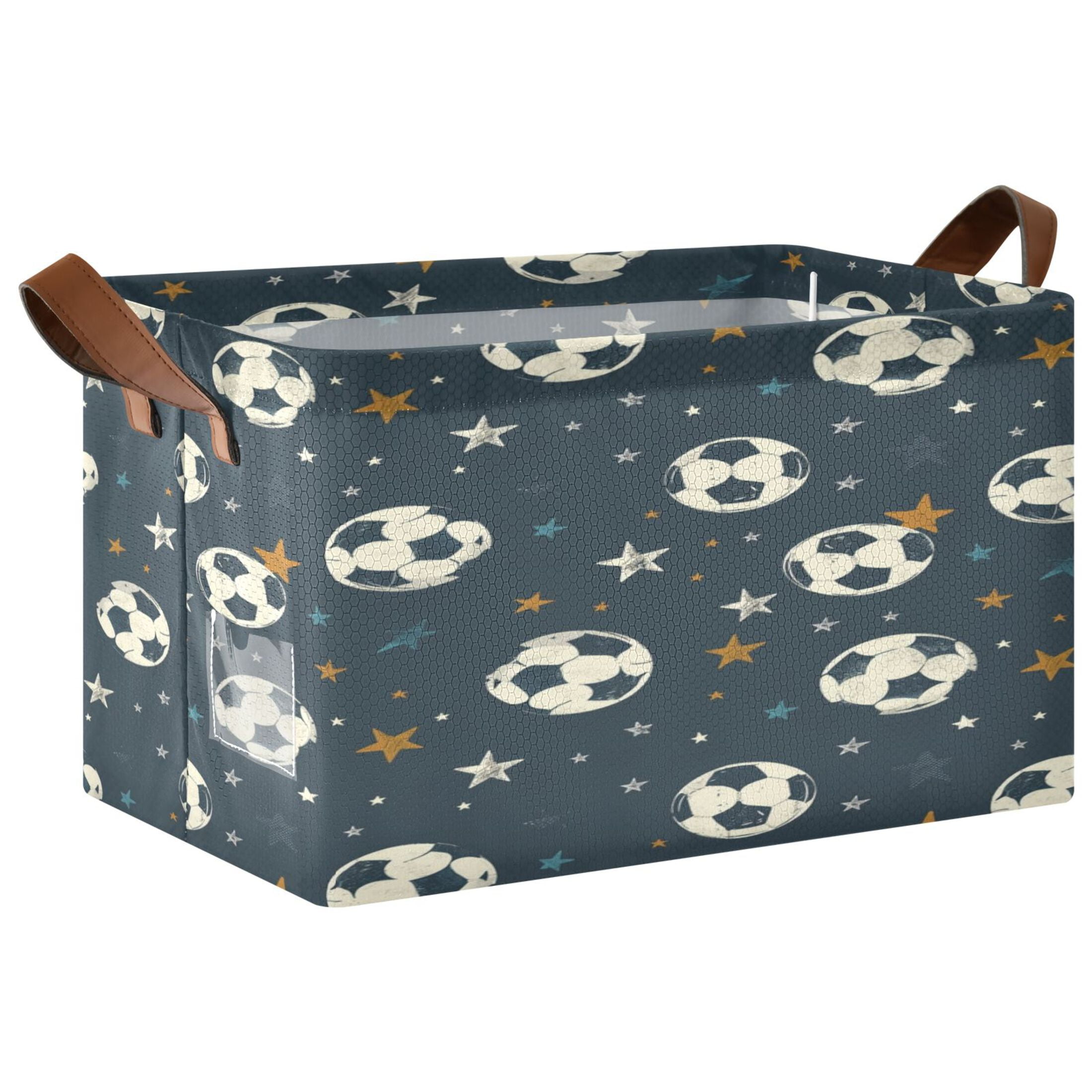 Ryvnso Football and Stars Storage Bins Large Basket Foldable Cube Toys ...