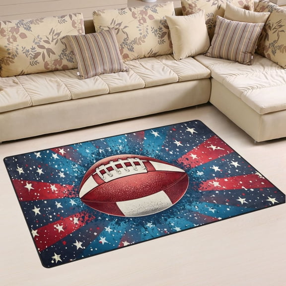 Ryvnso Football on Flag Area Floor Mat Non-Slip Carpet Soft Rugs Doormats 60" x 39"