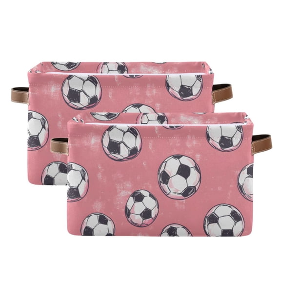 Ryvnso Footballs Storage Basket Large Bin Foldable Boxes Toys Organizer 14.2x10.2x8.3in 2 PCs