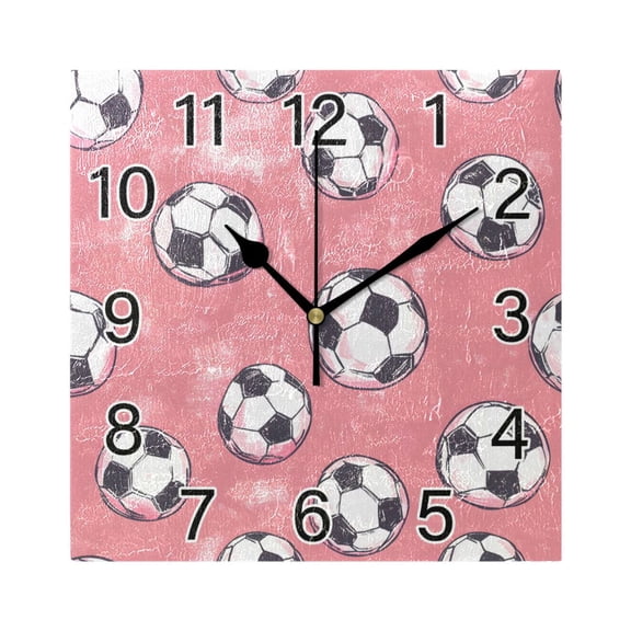 Ryvnso Footballs Wall Clock Square Silent Non-Ticking Battery Operated 7.78"