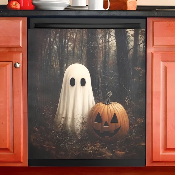 Ryvnso Forest with Ghosts Pumpkin Dishwasher Magnetic Refrigerator Magnet Cover Kitchen Home Decorative 23"x26"