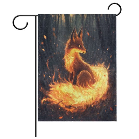 Ryvnso Fox Fire Forest Garden Flag 28x40 Inch Double Sided Seasonal Yard Decoration