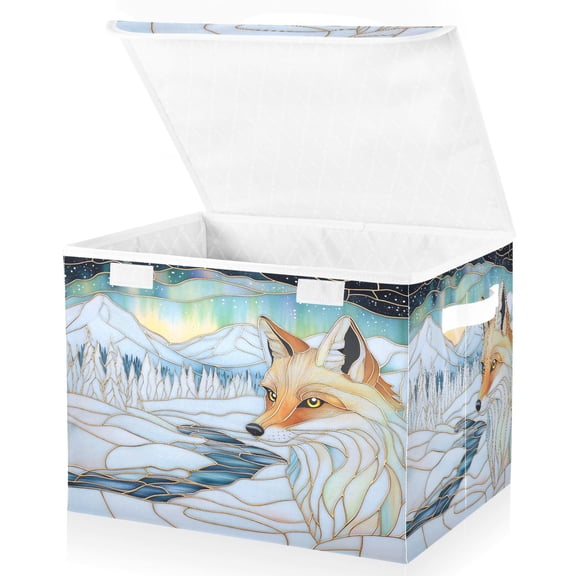 Ryvnso Fox Marble Texture Storage Bins Lidded Foldable Organizer Containers Baskets Cube