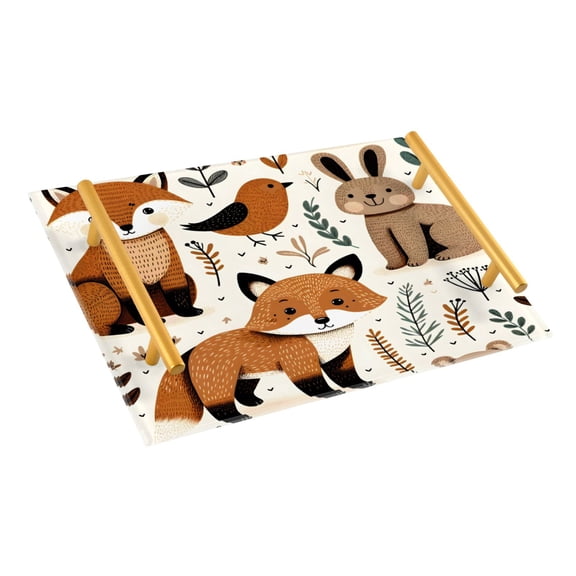 Ryvnso Fox Rabbit Bird and Leaves Bathroom Tray Vanity Countertop Trays Acrylic Organizer