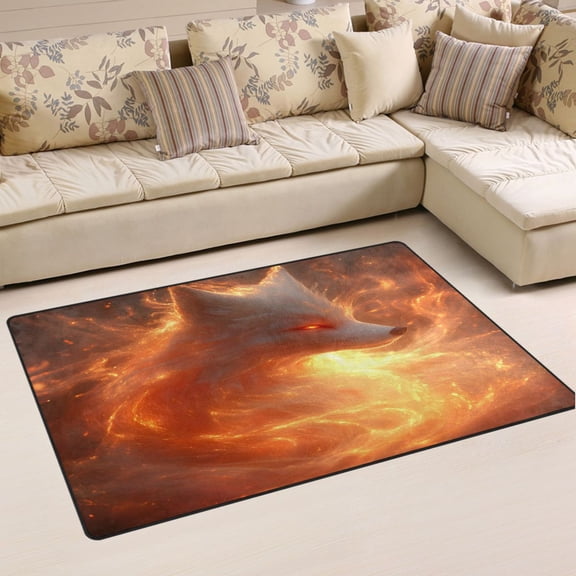 Ryvnso Fox at Fire Area Floor Mat Non-Slip Carpet Soft Rugs Doormats 31" x 20"
